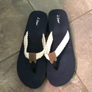 NWOT j crew flip flops white and navy ⛴